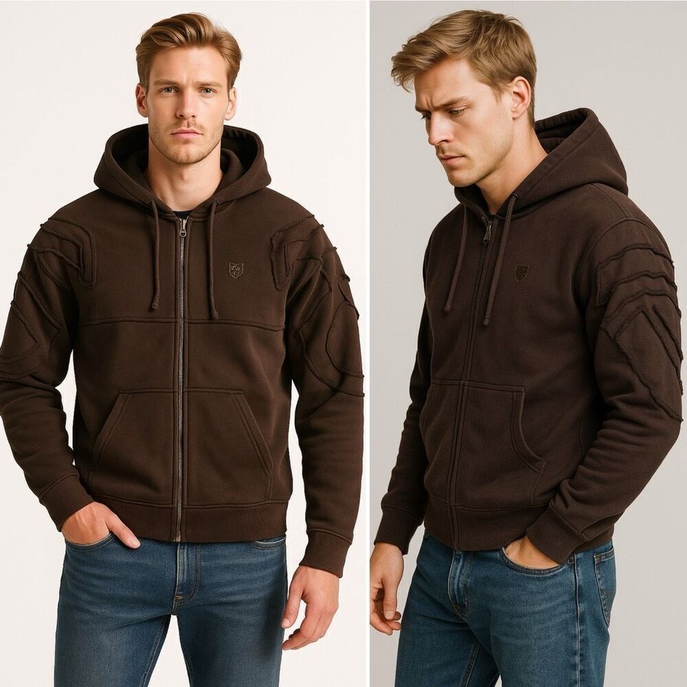 Y2K Marithé + François Girbaud Sample Brown Deconstructed Zip Hoodie L Rare